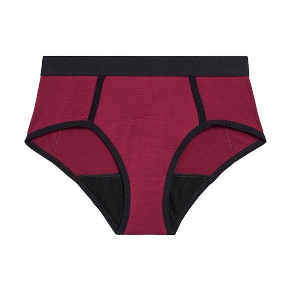 Modibodi X Brief (Moderate-Heavy) Burgundy - Picture 2 of 4